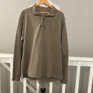 J. Crew "Authentic Sueded Jersey" Quarter Zip Pullover Large Heather Brown